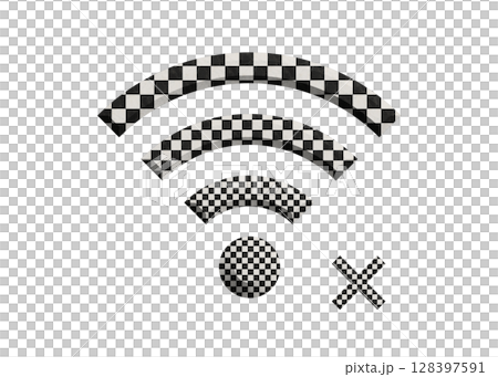 Wi-Fi標記黑白格紋網路連線無法使用插圖象形文字 128397591
