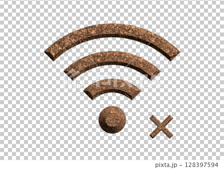 Wi-Fi 標誌、軟木圖案、無法連接網路、象形圖 Wi-Fi 標誌、軟木圖案、無法連接網路、象形圖 128397594