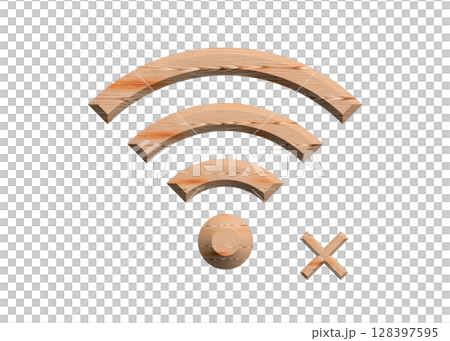 Wi-Fi 標記,木製網路連線不可用插圖,象形圖 Wi-Fi 標記,木製網路連線不可用插圖,象形圖 128397595