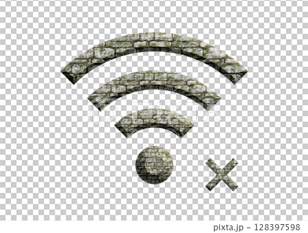 Wi-Fi 標記、石頭網路連線不可用插圖、象形文字 128397598
