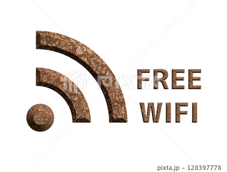 Wi-Fi ロゴ マーク コルク柄のフリーwifiのイラスト ピクトグラム 128397778