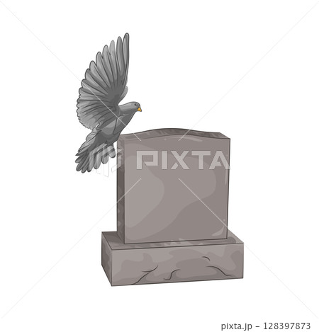 illustration of crows perched on tombstones illustration of crows perched on tombstones 128397873