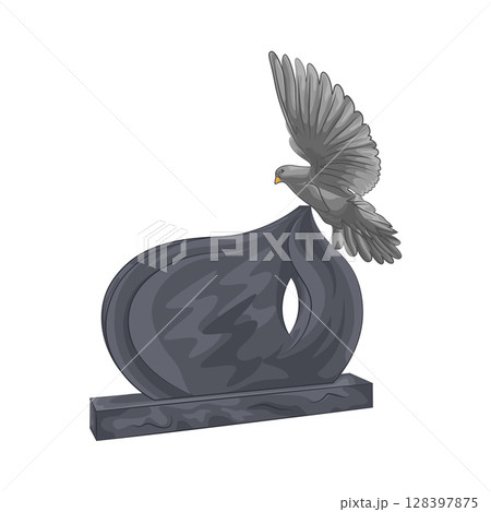 illustration of crows perched on tombstones 128397875