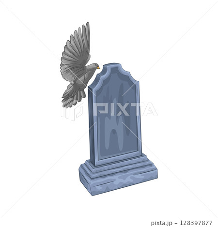 illustration of crows perched on tombstones illustration of crows perched on tombstones 128397877