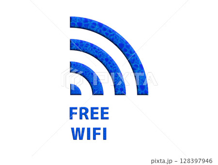 Wi-Fiマーク ロゴ ロゴマーク 青いフリーwifiのイラスト ピクトグラム 128397946