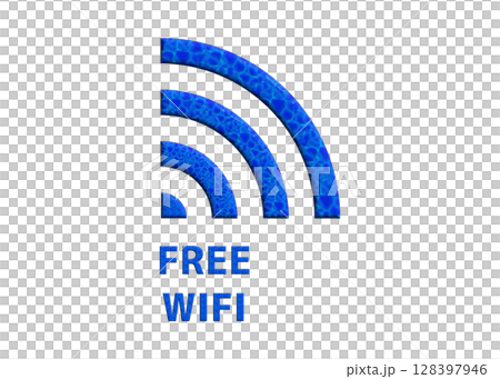 Wi-Fiマーク ロゴ ロゴマーク 青いフリーwifiのイラスト ピクトグラム 128397946