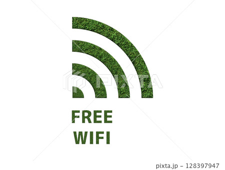 Wi-Fiマーク ロゴ ロゴマーク 緑色の芝生のフリーwifiのイラスト ピクトグラム 128397947