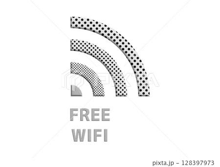 Wi-Fiマーク ロゴ ロゴマーク 水玉ドットのフリーwifiのイラスト ピクトグラム 128397973