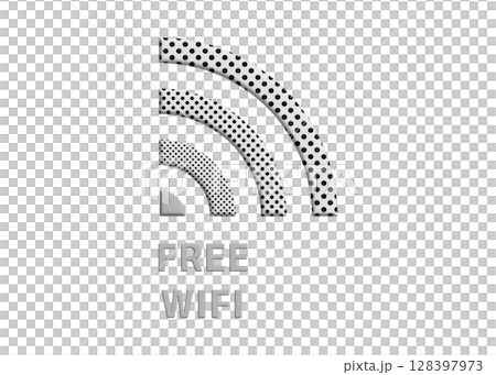 Wi-Fiマーク ロゴ ロゴマーク 水玉ドットのフリーwifiのイラスト ピクトグラム 128397973