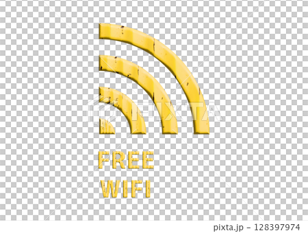 Wi-Fiマーク ロゴ ロゴマーク 黄色いのフリーwifiのイラスト ピクトグラム 128397974