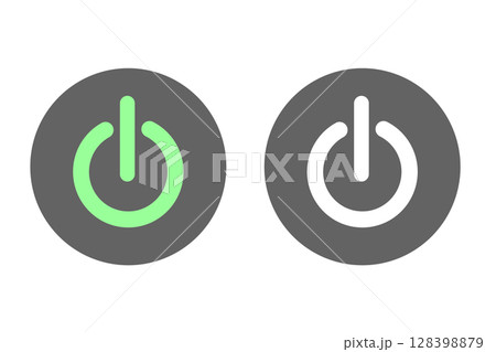 電源ボタンのONとOFFの状態のアイコンイラストセット 128398879