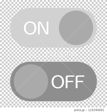 スライド式のONとOFFのスイッチのベクターイラストセット　グレー 128398881