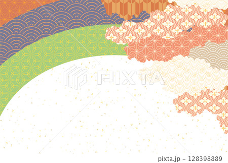 秋 和柄 カラフル 背景 秋 和柄 カラフル 背景 128398889