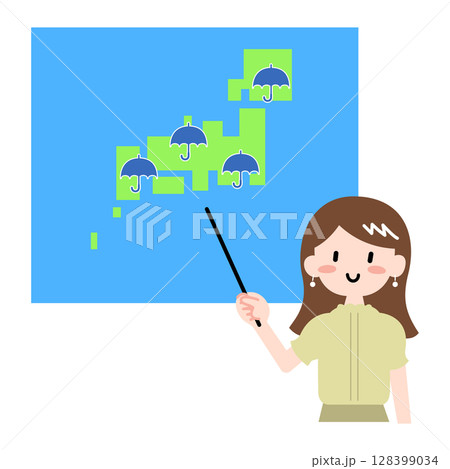 全国的に雨予報のイラスト 全国的に雨予報のイラスト 128399034
