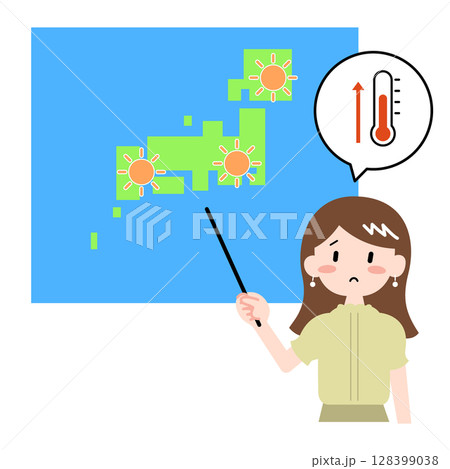 全国的に晴れて暑くなる予報のイラスト 128399038