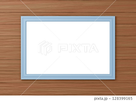 3D素材_額縁_長方形_水色 128399165