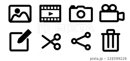 画像及び画像編集関連のアイコンセット素材 画像及び画像編集関連のアイコンセット素材 128399226