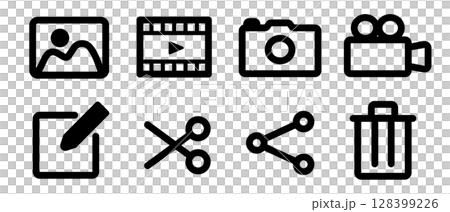 圖像和圖像編輯相關圖標集材料 128399226