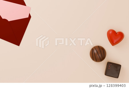 3D素材_バレンタインチョコレート_ラブレター 3D素材_バレンタインチョコレート_ラブレター 128399403