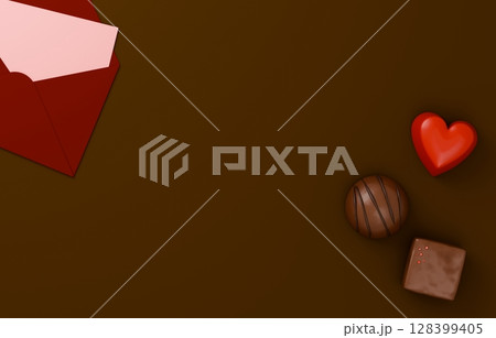 3D素材_バレンタインチョコレート_ラブレター 3D素材_バレンタインチョコレート_ラブレター 128399405