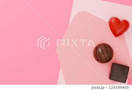 3D素材_バレンタインチョコレート_ラブレター 128399409
