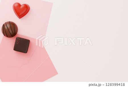 3D素材_バレンタインチョコレート_ラブレター 128399418