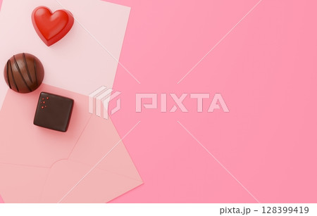 3D素材_バレンタインチョコレート_ラブレター 128399419