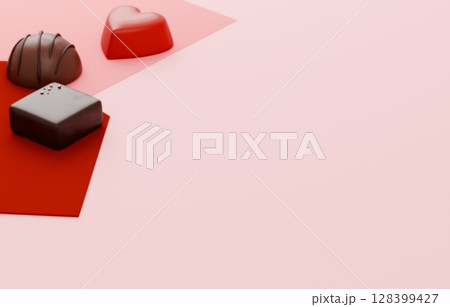 3D素材_バレンタインチョコレート_ラブレター 128399427