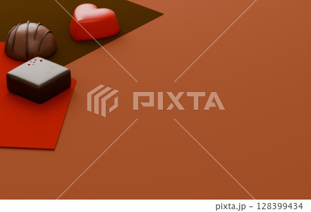 3D素材_バレンタインチョコレート_ラブレター 3D素材_バレンタインチョコレート_ラブレター 128399434