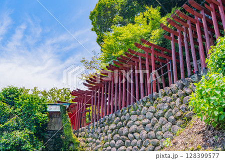 (佐賀県)祐徳稲荷神社 奥の院に通じる参道の赤鳥居 (佐賀県)祐徳稲荷神社 奥の院に通じる参道の赤鳥居 128399577