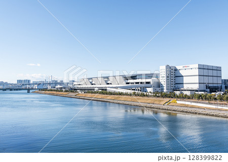 東京都江東区豊洲 様々な水産物を取り扱う快晴の豊洲市場(水産卸売場棟) 東京都江東区豊洲 様々な水産物を取り扱う快晴の豊洲市場(水産卸売場棟) 128399822