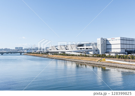 東京都江東区豊洲 様々な水産物を取り扱う快晴の豊洲市場(水産卸売場棟) 東京都江東区豊洲 様々な水産物を取り扱う快晴の豊洲市場(水産卸売場棟) 128399825