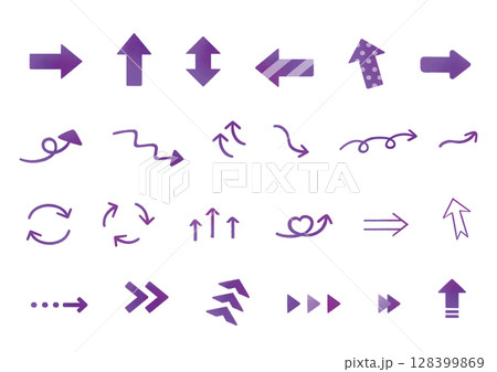 Arrow set of various shapes and patterns_Purple 128399869
