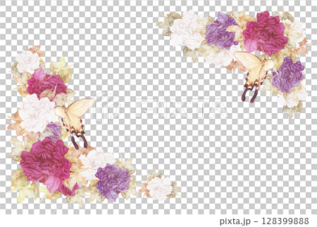 別緻的玫瑰花框與燕尾蝶 3 128399888