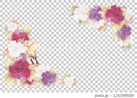 Chic rose flower frame with swallowtail butterfly 4 128399889