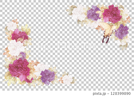 Chic rose flower frame with swallowtail butterfly 5 128399890