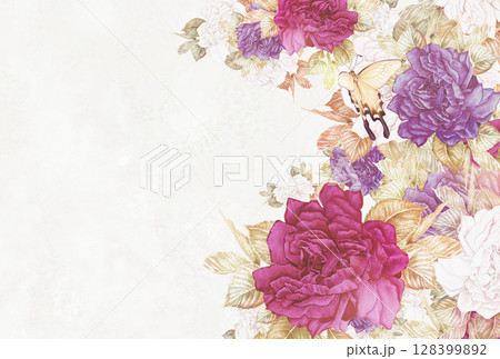 アゲハ蝶と薔薇のシックなポストカード2 128399892