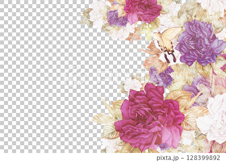 アゲハ蝶と薔薇のシックなポストカード2 128399892