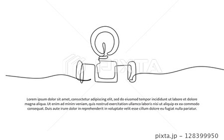 One line of meter pipe with pressure. Abstract minimal continuous line. 128399950