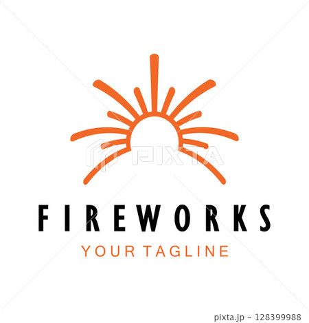 Fireworks logo design with creative colorful sparks in modern style.logo for business,brand,celebration,fireworks,firecrackers 128399988