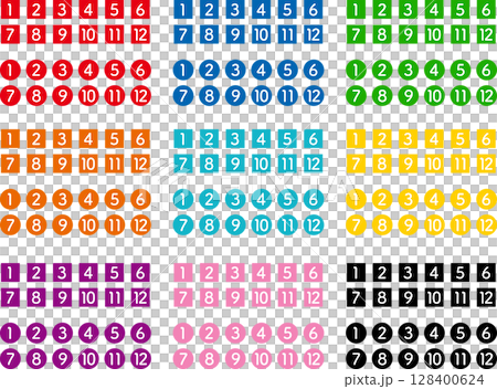 数字・ナンバーアイコンイラスト素材セット 128400624