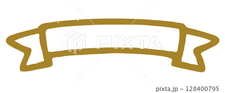 Hand drawn gold ribbon stroke line element. Hand drawn gold ribbon stroke line element. 128400795