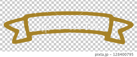 Hand drawn gold ribbon stroke line element. Hand drawn gold ribbon stroke line element. 128400795