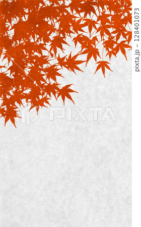 モミジのシルエットアート、紅に色づく秋の背景 モミジのシルエットアート、紅に色づく秋の背景 128401073