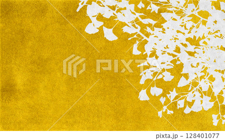 リアルな銀杏を金箔で描いた、和風のシルエットアート 128401077