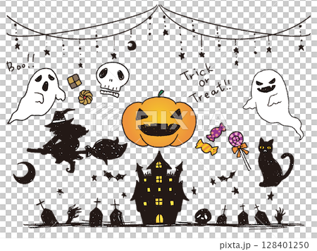 Pen-drawn Halloween colors Pen-drawn Halloween colors 128401250