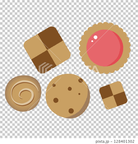 Illustration of various cookies Illustration of various cookies 128401302