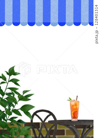 ナチュラルなカフェのイラスト ナチュラルなカフェのイラスト 128401314