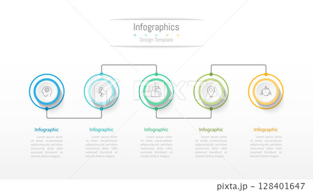 Infographic 5 options design elements for your business data. Vector Illustration. 128401647