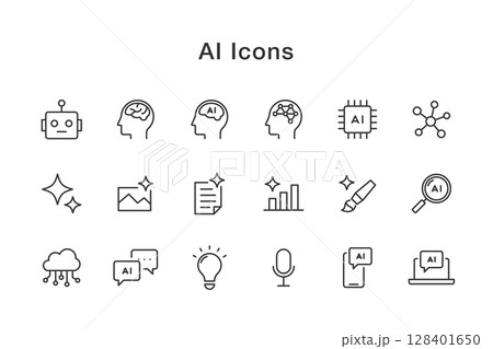 AI関連の線画アイコンセット 128401650